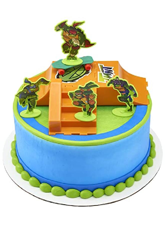DecoPac Decoset® Teenage Mutant Ninja Turtles Tmntrise Up! Cake Topper 6Piece Birthday Decoration For Cakes And Cupcakes Surprise Your Tmnt Fan With All The Characters And Interactive Skateboard - Image 4