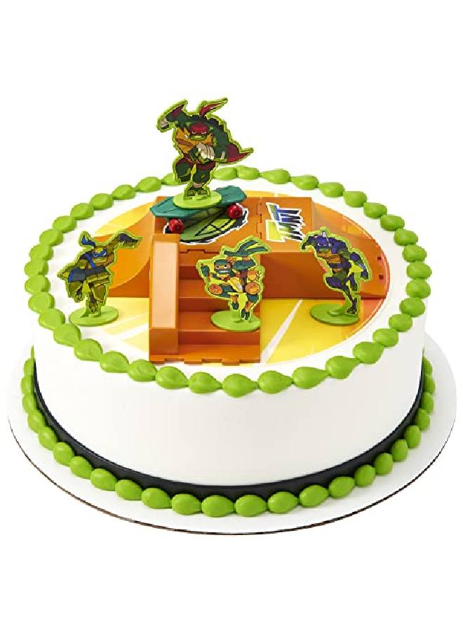 DecoPac Decoset® Teenage Mutant Ninja Turtles Tmntrise Up! Cake Topper 6Piece Birthday Decoration For Cakes And Cupcakes Surprise Your Tmnt Fan With All The Characters And Interactive Skateboard - Image 3