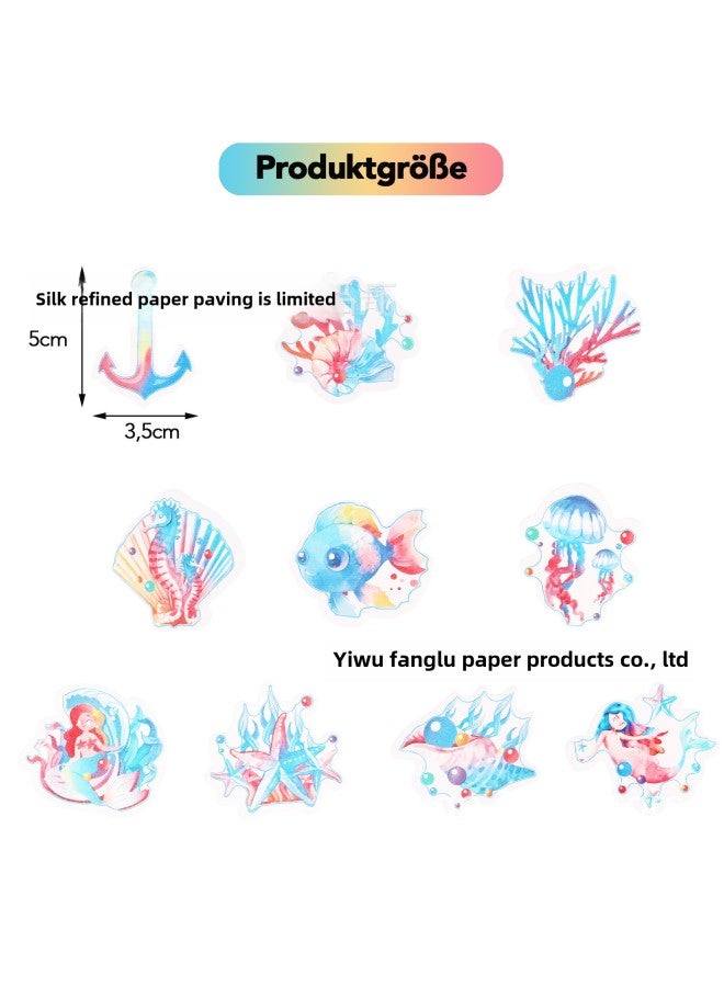 Forest Animal Park Glutinous Rice Paper Cake Decorating Stickers Edible Wafer Paper Printed Fruit Plate Decorations-Color:Edible-Specifications:watercolor Mermaid 46 Slices - Image 1