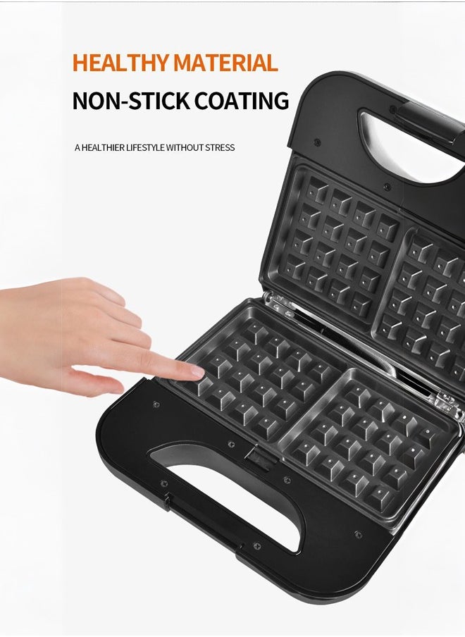 DSP 7 In 1Multi Breakfast Maker With Sandwich-Panini-Grill-Waffle-Donut-Crepe-Omelette-Nut Maker,Detachable Plates 800W KC1162 Black/Silver  - Image 5