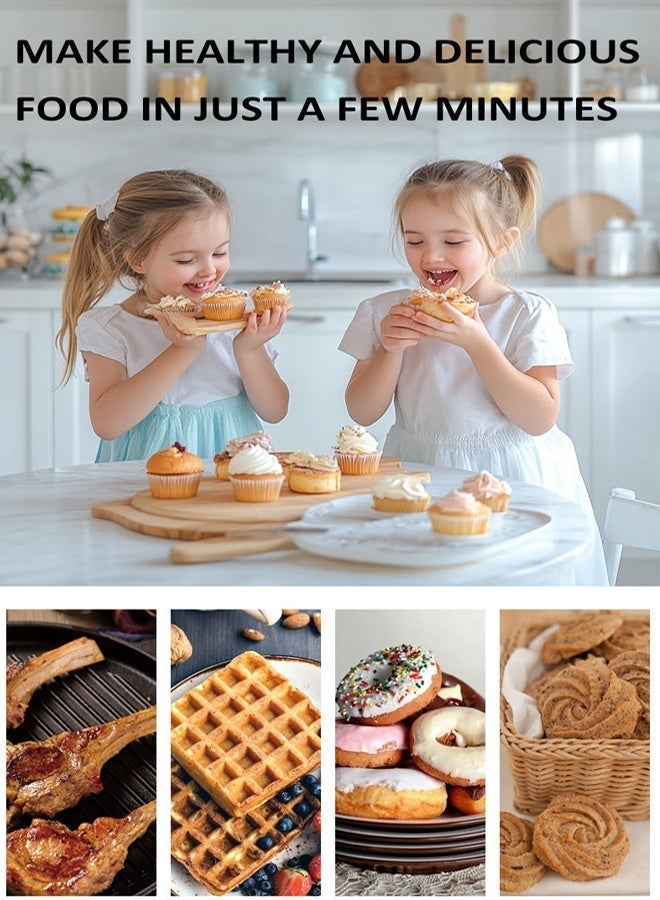 DSP 7-In-1 Multi Snacks Maker With Sandwich/Grill/Waffle/Donut//Nutty/Shell Cake,Detachable Plates,Compact Body with Cool-touch Handle & Indicato Light,800W KC1162,Stainless Steel - Image 5