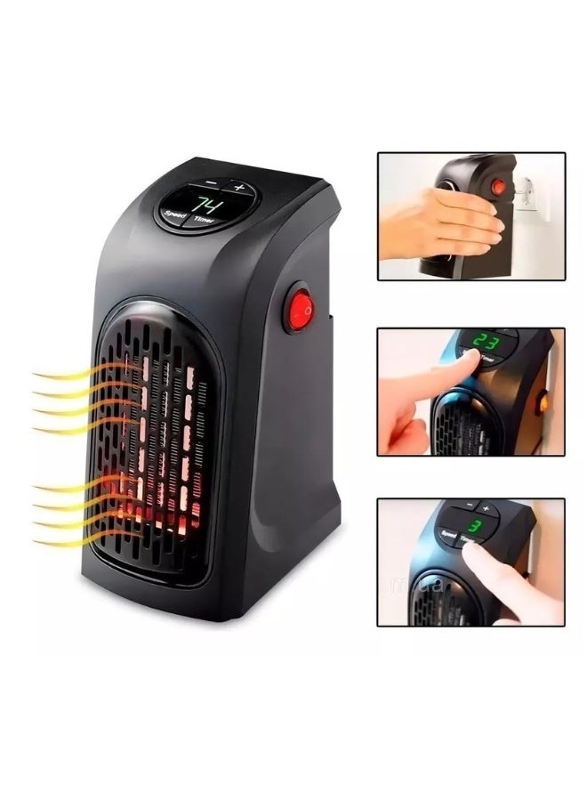 400W Mini Electric Wall Heater – Plug-in Indoor Air Heater with Remote Control and Digital LED Display – Adjustable Thermostat from 15 to 32 Degrees and 12-Hour Timer – Fast Heating Ceramic Heater for Room, Bathroom, and Office - Image 1