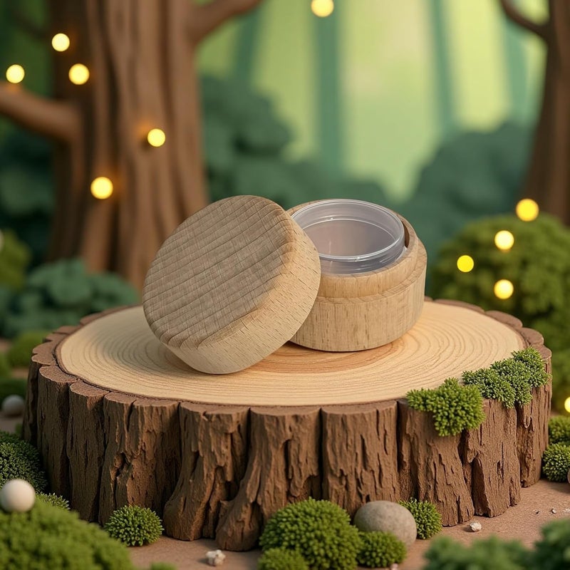 Tooth Box 2 Pcs, Wooden, Double Layer with Acrylic Jar, Laser Engraved Cartoon, Rounded, Safe Teeth Storage, Tooth Fairy Keepsake Gift - Image 2