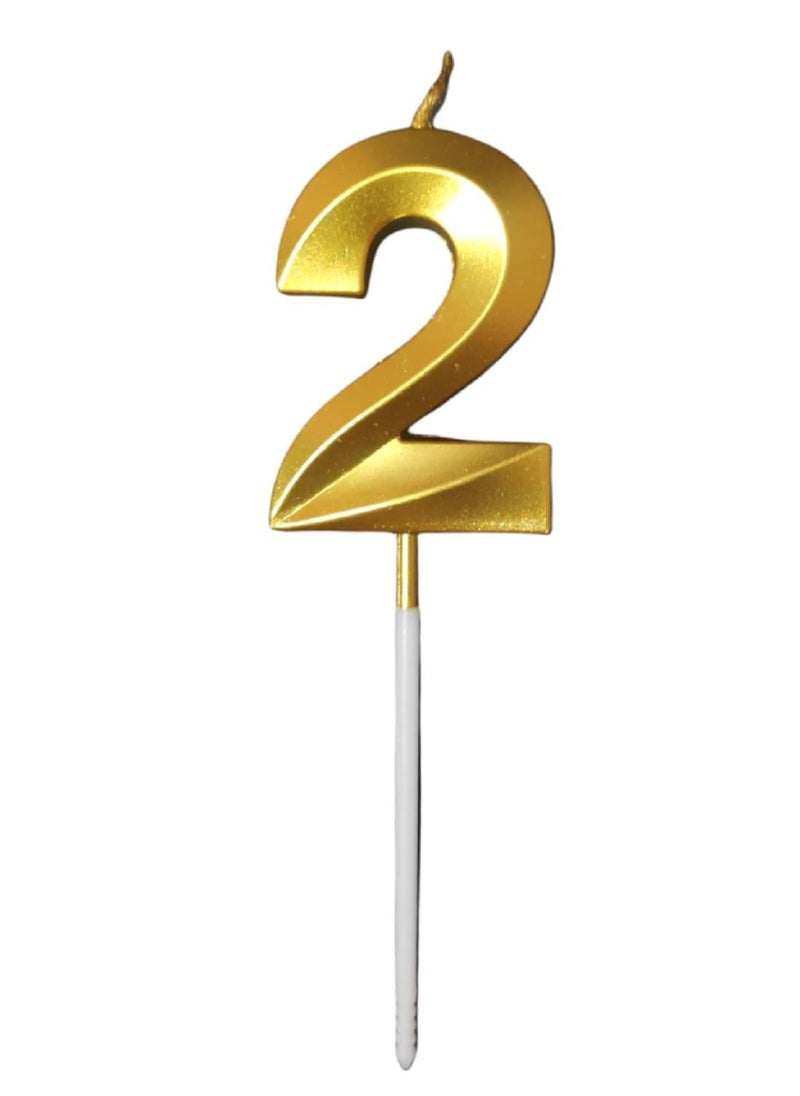 Generic - Gold Number Candles For Happy Birthday Cake and Party Number 2 - Image 1