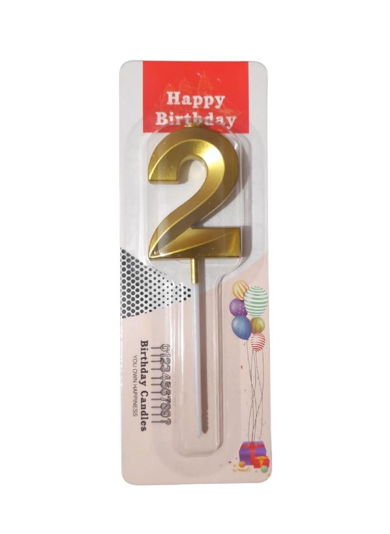 Generic - Gold Number Candles For Happy Birthday Cake and Party Number 2 - Image 1