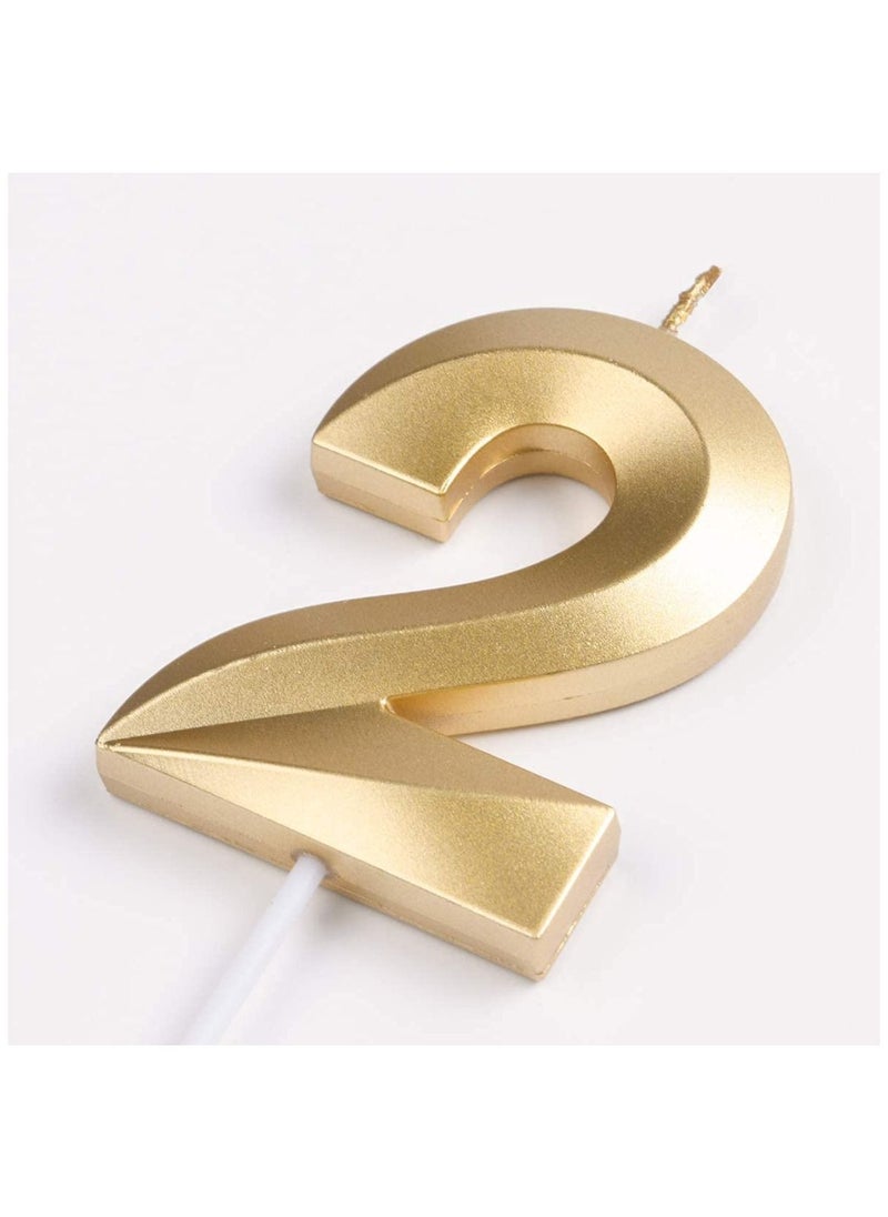 Generic - Gold Number Candles For Happy Birthday Cake and Party Number 2 - Image 1