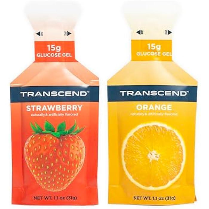 Transcend Foods Strawberry + Orange Gels (1.1 oz, Pack of 10) Fast-Acting Carb Gel Strawberry and Orange Flavor – Caffeine Free, Gluten Free - Image 1