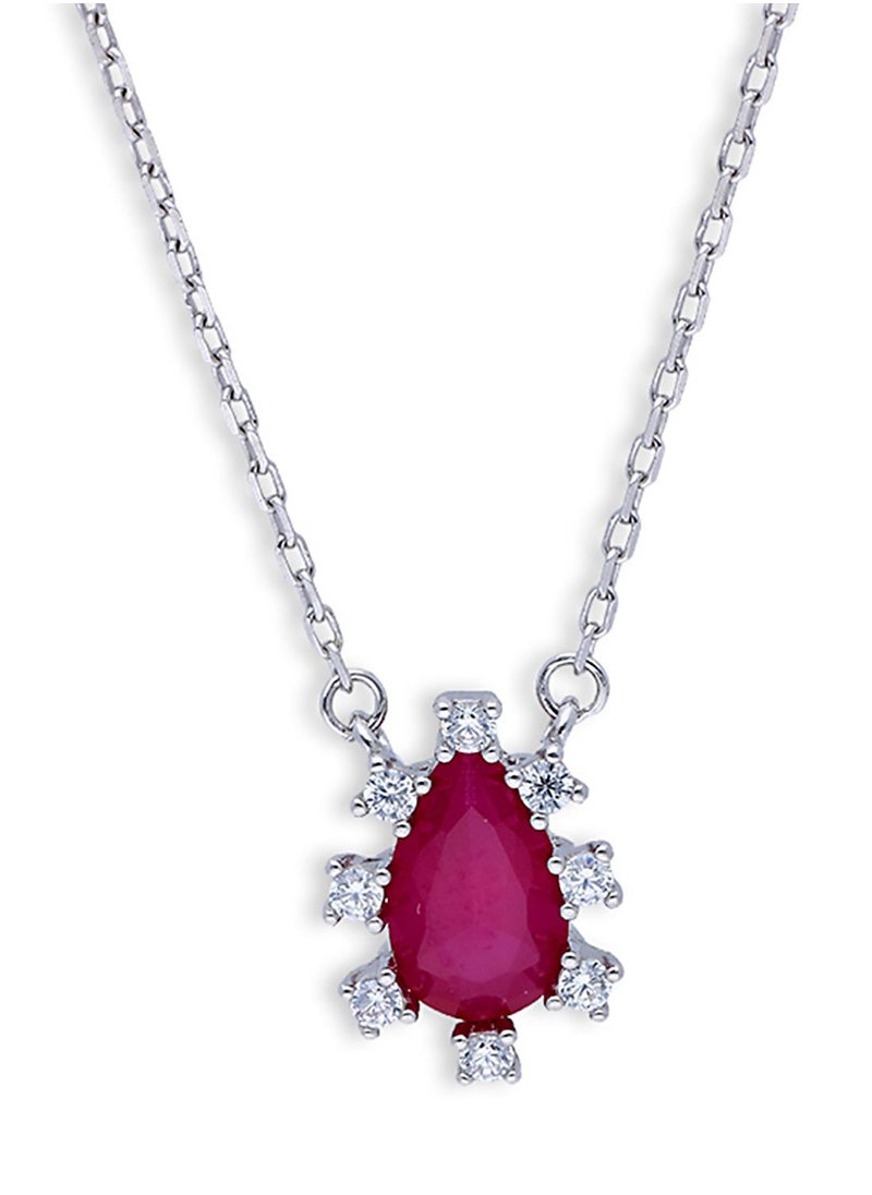 FK Jewellers - Sterling Silver 925 Pear Shaped Solitaire Necklace - FKJNKLSLU6097 - Image 1