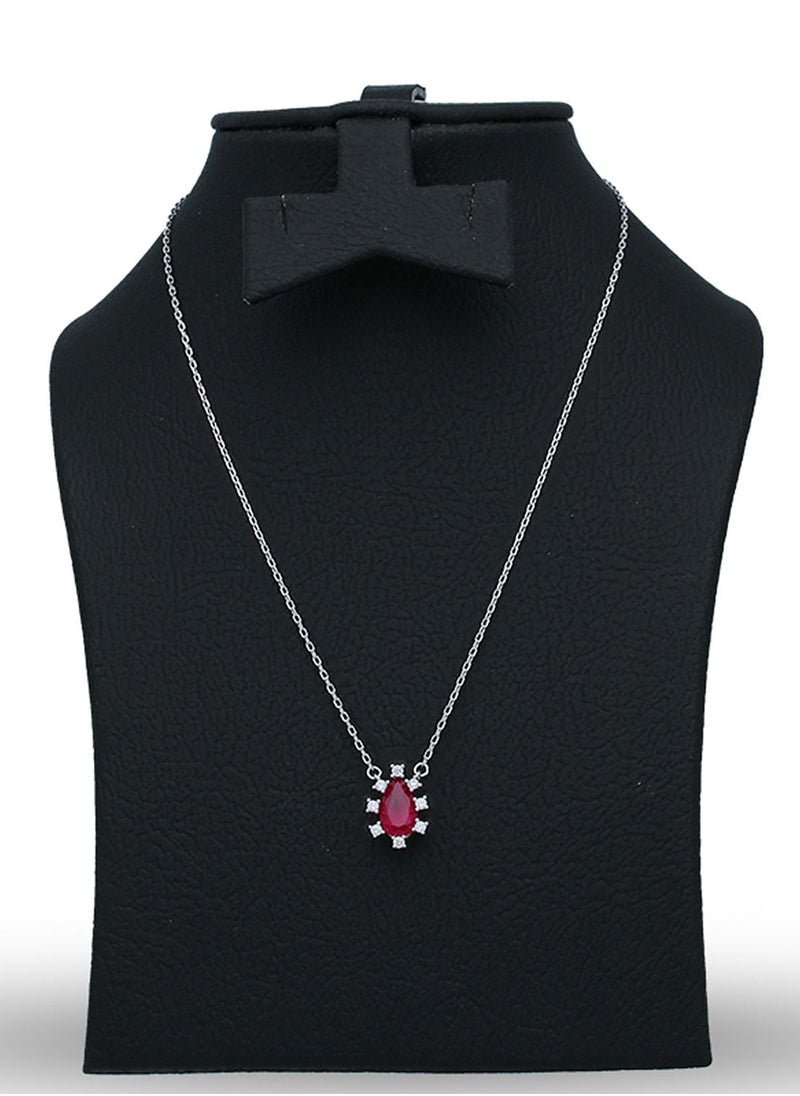 FK Jewellers - Sterling Silver 925 Pear Shaped Solitaire Necklace - FKJNKLSLU6097 - Image 1