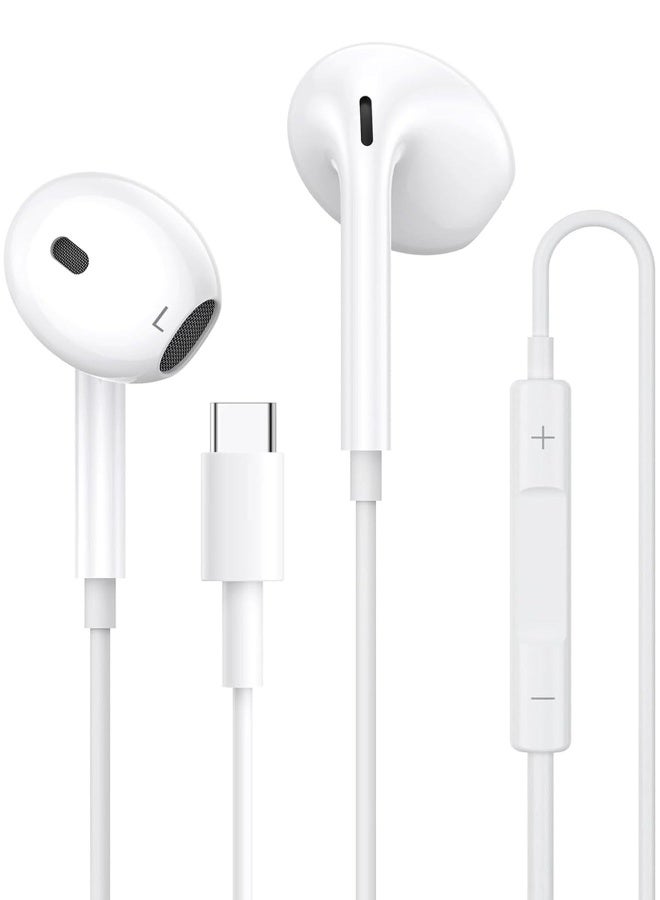 Wired Earphones - Super Clear Calls - Noise-Free Earphones Wired Type-C Port - In-Ear Earphones with Microphone - Compatible with iPhone16/15/iPad/Android/Laptop