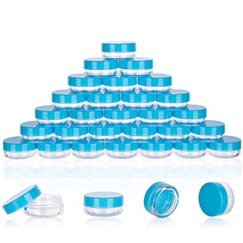 GOLACKY 3 Gram Sample Containers with Lids 200 Count Tiny Sample Jars Empty Lip Balm Containers Mini Cosmetic Container with Lids Makeup Travel Container with Labels Mini Disposable Spatulas - Image 1