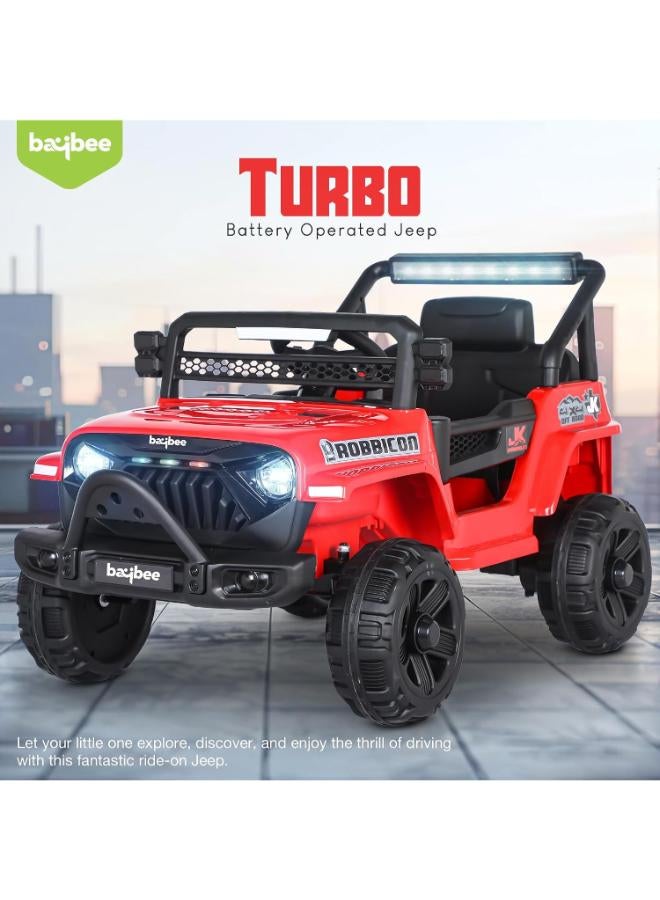 Baybee Turbo Battery-Operated Ride-On Jeep/Car for Kids - Red - Image 4