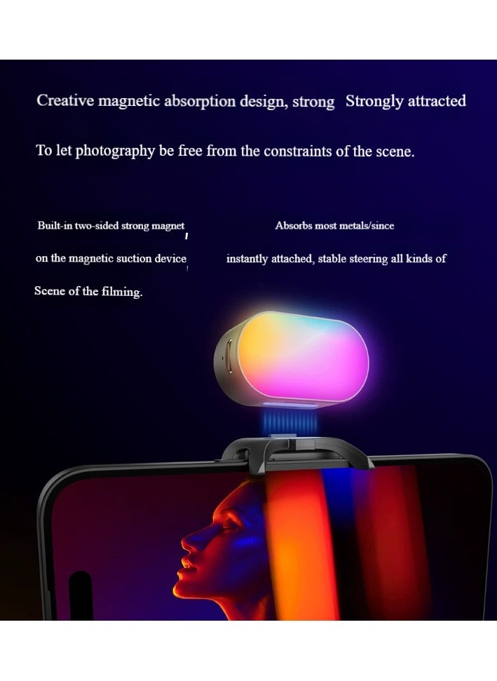 Generic Universal gimbal LED magnetic fill light is used for video photography light with 3 brightness and 7 color adjustment  - Image 5