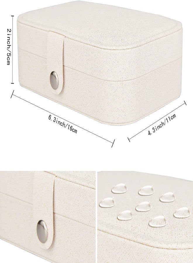 Surfexa Leather Travel Jewellery Storage Box Organizer Display Storage Case Woman Double Layer Jewellery Box for Earrings, Rings, Necklaces, Bracelets, White - Image 4