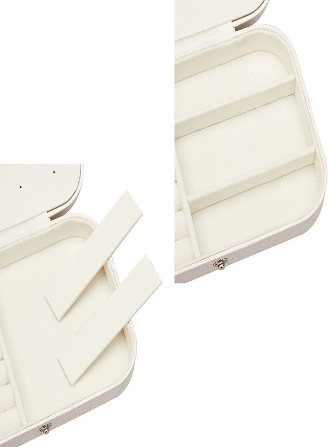 Surfexa Leather Travel Jewellery Storage Box Organizer Display Storage Case Woman Double Layer Jewellery Box for Earrings, Rings, Necklaces, Bracelets, White - Image 5