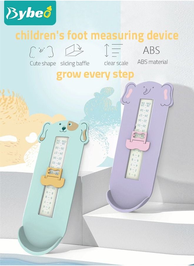 Bybeo - 2 PCS of Baby Foot Measuring Device Children's Toddler Feet Shoe Size Measure Tool & Removable Height Chart for Kids Dinosaur Measuring Chart Ruler - Image 1