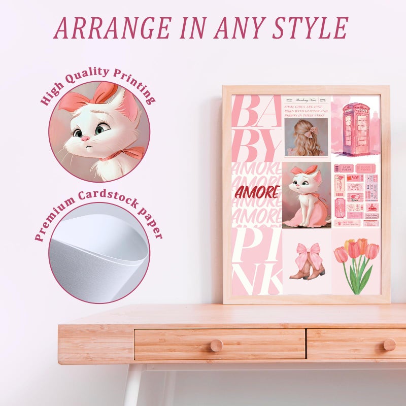 Uniro Coquette Room Decor Aesthetic, 50Pcs Pink Coquette Wall Decor, Coquette Posters Aesthetic Room Decor, Pink Room Decor 4"x6" Coquette Wall Collage Kit for Teen Girls Dorm Bedroom Decor, Cute Coquette Posters Picture Trendy Pink Wall Art Prints - Image 4