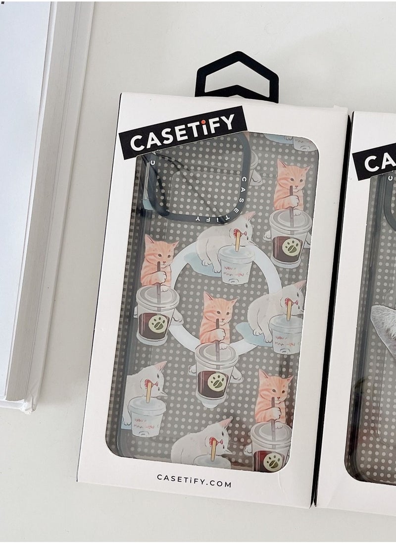 Casetify - For iPhone 14 Pro Max Case Coffee Catto and Cola Cat Case Magnetic Magsafe MagFit Anti-Yellowing Technology Cover - Image 1