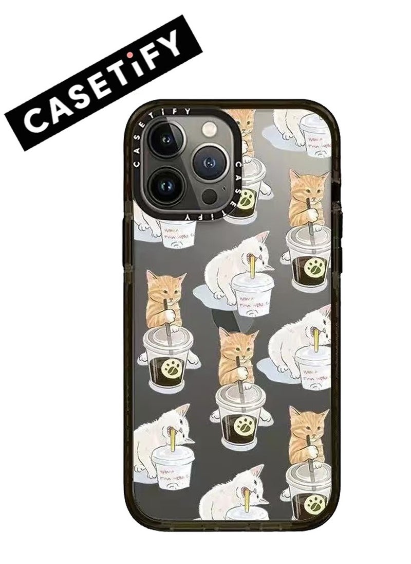 Casetify - For iPhone 14 Pro Max Case Coffee Catto and Cola Cat Case Magnetic Magsafe MagFit Anti-Yellowing Technology Cover - Image 1