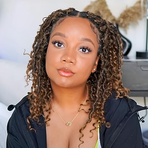 LIYATE Goddess Faux Locs Crochet Hair for Black Women 12 Inch 6 Packs River Goddess Locs Crochet Hair Pre Looped Soft Boho Style Braids with Curly EndsT1B27 - Image 2