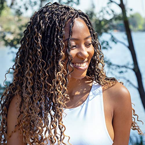 LIYATE Goddess Faux Locs Crochet Hair for Black Women 12 Inch 6 Packs River Goddess Locs Crochet Hair Pre Looped Soft Boho Style Braids with Curly EndsT1B27 - Image 5