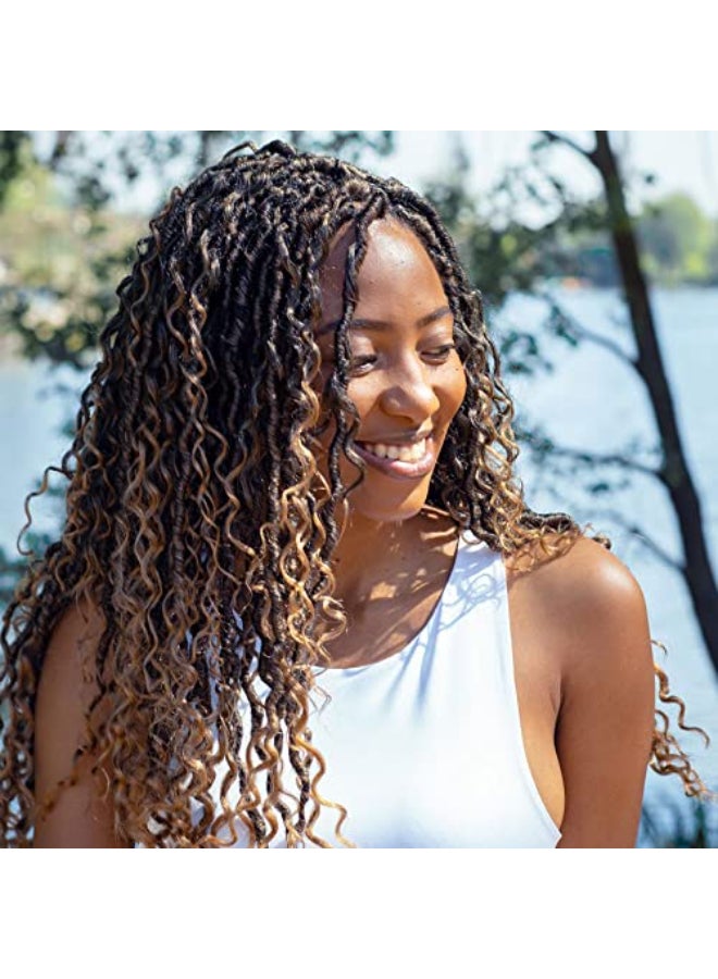 LIYATE Goddess Faux Locs Crochet Hair for Black Women 12 Inch 6 Packs River Goddess Locs Crochet Hair Pre Looped Soft Boho Style Braids with Curly EndsT1B27 - Image 4