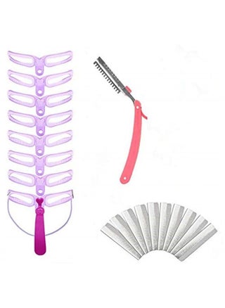 Eyebrow mold, 8 styles of eyebrow shape and eyebrow razor holder and 10 pieces of blade DIY beauty mold set shaping template, Shaping Templates,Eyebrow Stencils Reusable,DIY Makeup Tools - pzsku/ZEEF3F7F3FA123F25B35EZ/45/_/1686790108/03a2c203-6810-4bc0-8491-06949b7cc403
