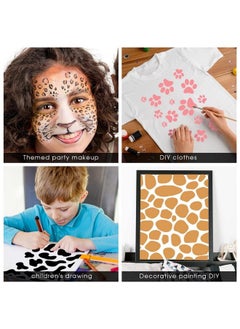 Chinco 5 Pieces Animal Print Stencil Animal Skin Stencil 8 X 6 Inches Leopard Makeup Stencil Zebra Painting Stencil Reusable Cheetah Template Plastic Cow Giraffe Stencil For Painting On Wall Face Body  - Image 5