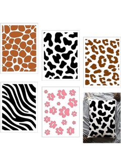 Chinco 5 Pieces Animal Print Stencil Animal Skin Stencil 8 X 6 Inches Leopard Makeup Stencil Zebra Painting Stencil Reusable Cheetah Template Plastic Cow Giraffe Stencil For Painting On Wall Face Body  - Image 1