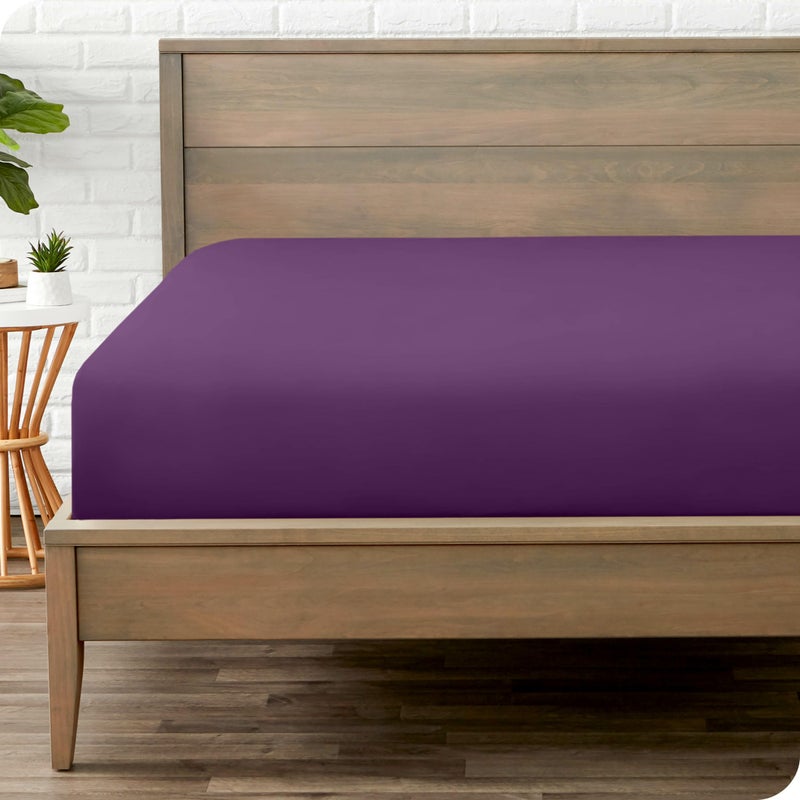 Bare Home Bare Home Fitted Bottom Sheet Queen Size  Premium 1800 Microfiber  UltraSoft Hotel Luxury  Deep Pocket  Durable and Long Lasting  Fitted Sheet Queen Plum 