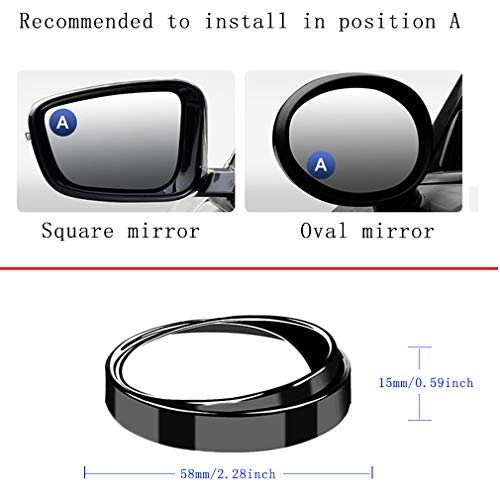 ESreake 2PCS small Blind Spot Mirror,2" Round HD Glass Convex Rear View Mirror,Strong Adhesive Mirror for Car, Van, SUV and Trucks (2"(50mm), Black frame) - Image 5