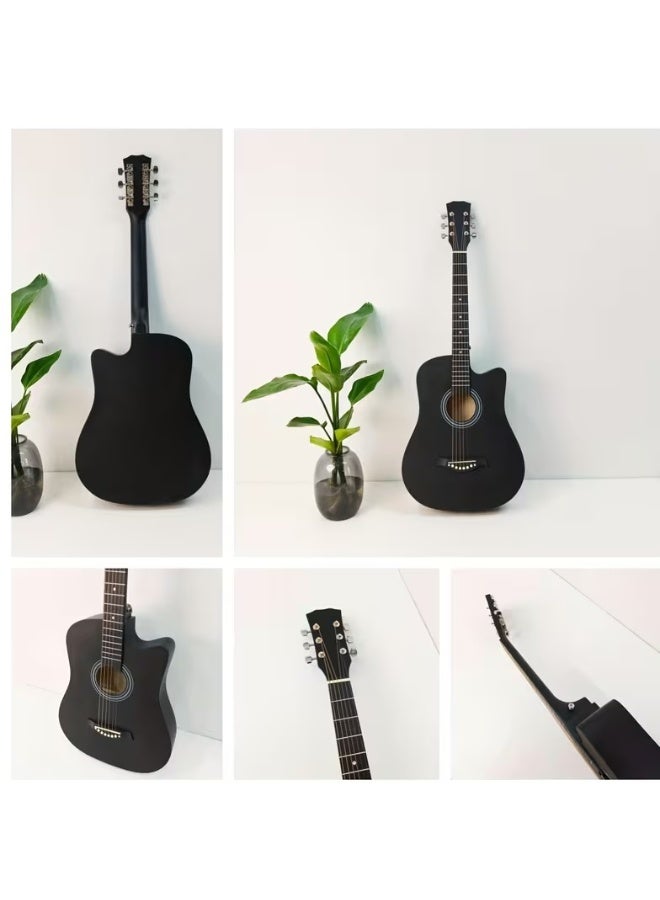 Megarya 38 inch Acoustic Guitar for Beginners, Includes Gig Bag, Strap, Picks, and Capo (Black) - Image 2