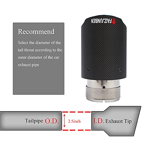 FAIZJUNBEN carbon fiber exhaust tip, carbon fiber tail pipe, inlet size 63mm/2.5", outlet size 89mm/3.5" carbon fiber muffler, suitable for automotive exhaust pipes with a diameter of 61-63mm - Image 2