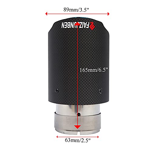 FAIZJUNBEN carbon fiber exhaust tip, carbon fiber tail pipe, inlet size 63mm/2.5", outlet size 89mm/3.5" carbon fiber muffler, suitable for automotive exhaust pipes with a diameter of 61-63mm - Image 4