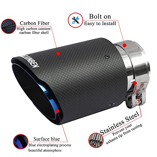 FAIZJUNBEN carbon fiber exhaust tip, carbon fiber tail pipe, inlet size 63mm/2.5", outlet size 89mm/3.5" carbon fiber muffler, suitable for automotive exhaust pipes with a diameter of 61-63mm - Image 3