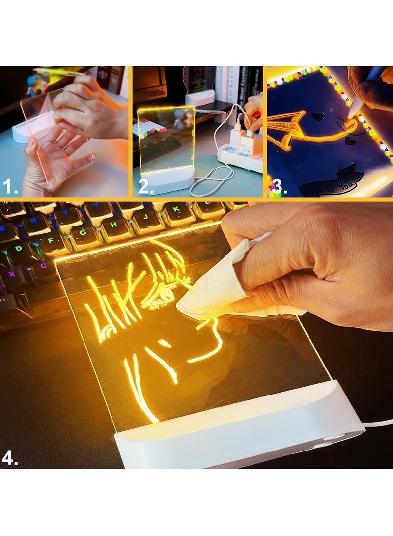 Relex Led Note Board with Colors, Acrylic Dry Erase Board with 7 Pens and Stand, Light Up Dry Erase Board, Led Letter Message Board, Note Glass Led Board Whiteboard, Reusable Easy to Clean - Image 2