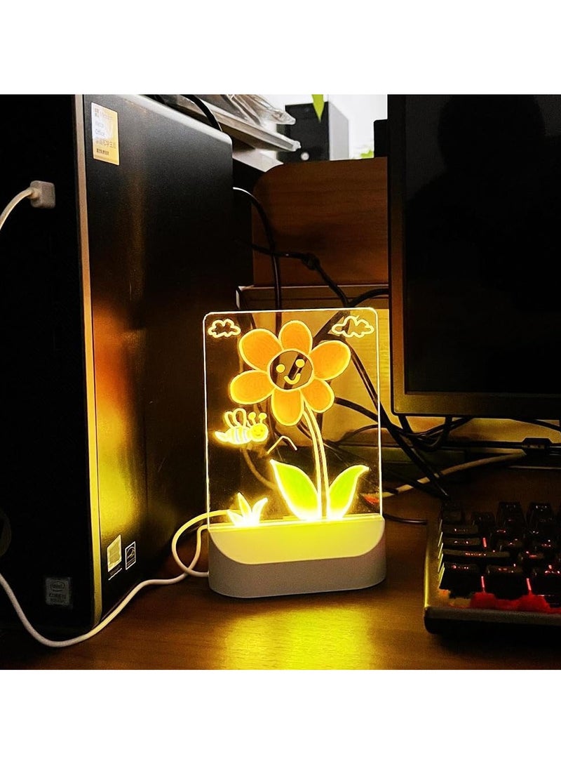 Relex Led Note Board with Colors, Acrylic Dry Erase Board with 7 Pens and Stand, Light Up Dry Erase Board, Led Letter Message Board, Note Glass Led Board Whiteboard, Reusable Easy to Clean - Image 5