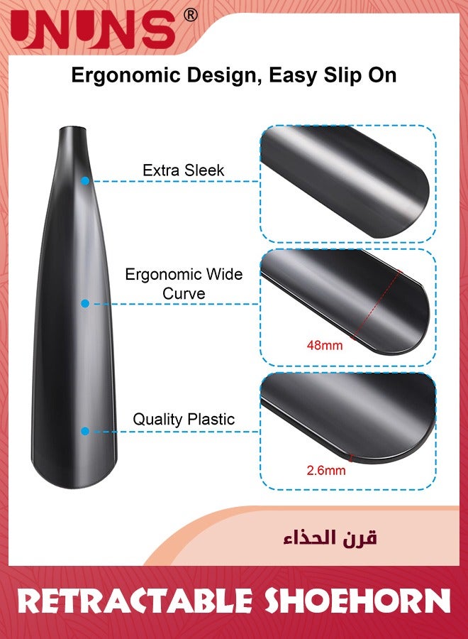 UNUNS Shoe Horn Long Handle,Telescopic 13"-33.4",Sturdy Aluminium Alloy,Shoe Horn Long Handle For Seniors Men Women Kids,Shoehorn Long-handled For Boots,Long Shoe Horn For Men - Image 2