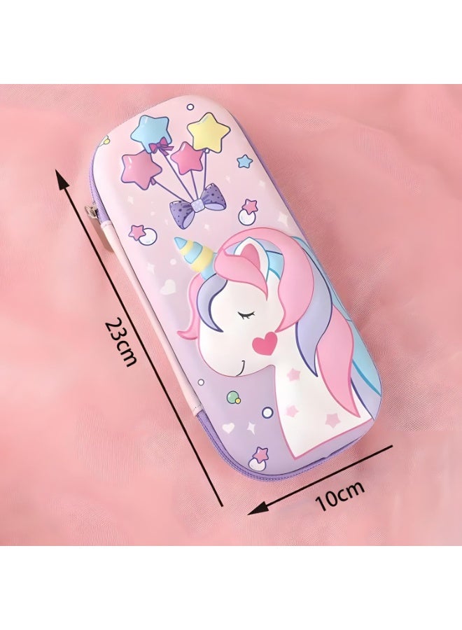 كيلا حافظة أقلام يونيكورن، حقيبة أقلام وردية رائعة ومقاومة للماء للفتيات، صندوق قرطاسية للطلاب بسعة كبيرة من مادة إيفا ثلاثية الأبعاد متينة، مناسبة للأولاد والبنات، حقيبة أقلام كرتونية - Image 5