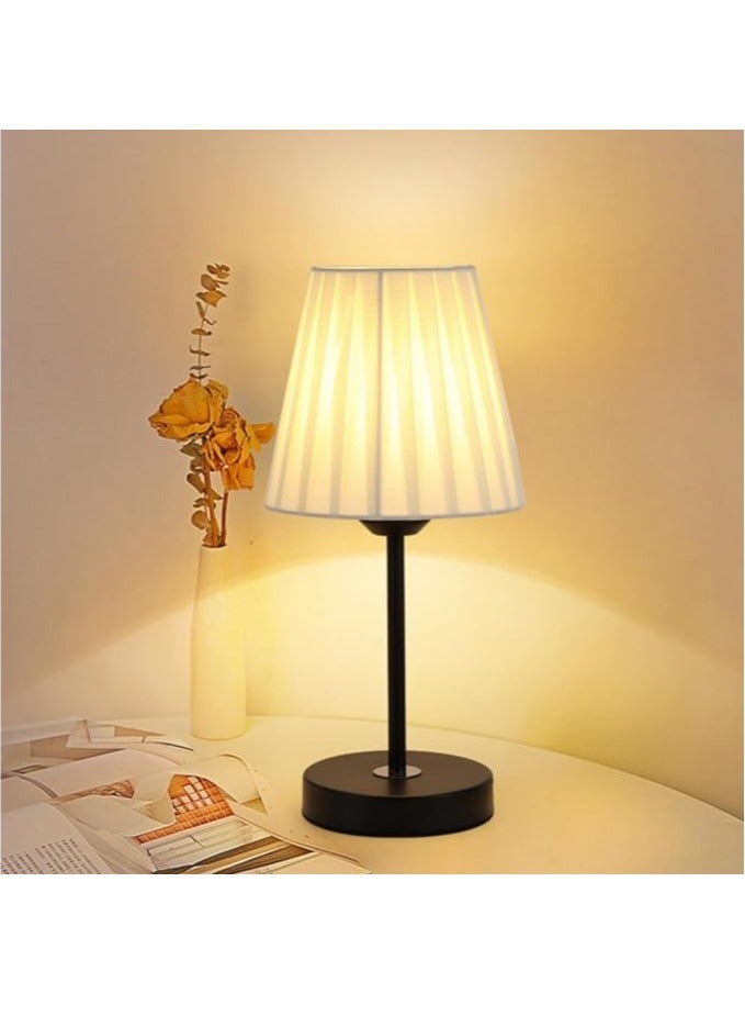 Loquat Table Lamp For Bedroom, Bedside Lamps For Nightstand, Minimalist Night Stand Light Lamp With Fabric Shade, Desk Reading Lamp For Kids Room Living Room Office Dorm - Image 1