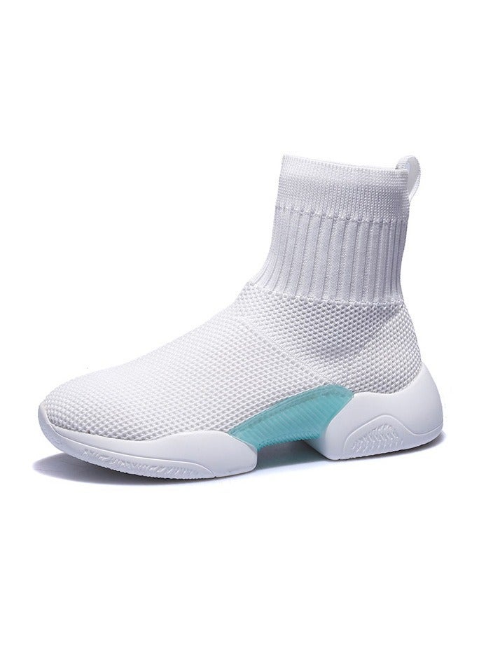 KUYING Elastic Sock Shoes For Women 2023 Korean Version Ulzzang Casual Sneakers Fly Knit Sock Boots White - Image 1