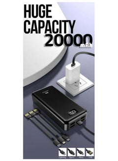 MATRIX Matrix N82 Fast Charging 22.5W Power bank 20000mAh With Built-in Cables And Torch Light - Black  - Image 4