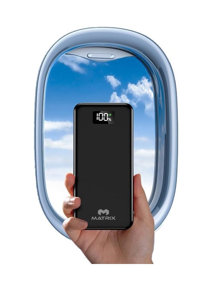MATRIX - Matrix N82 Fast Charging 22.5W Power bank 20000mAh With Built-in Cables And Torch Light - Black - Image 1