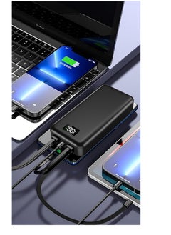 MATRIX Matrix N82 Fast Charging 22.5W Power bank 20000mAh With Built-in Cables And Torch Light - Black  - Image 3