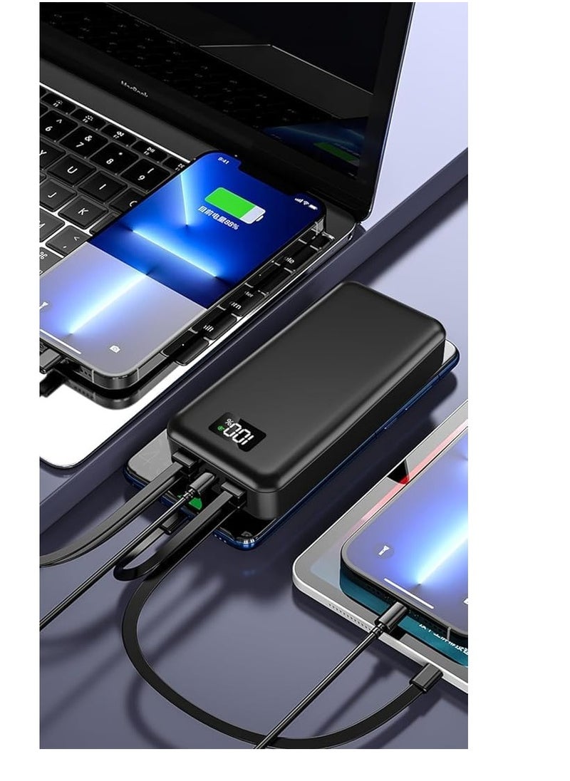 MATRIX - Matrix N82 Fast Charging 22.5W Power bank 20000mAh With Built-in Cables And Torch Light - Black - Image 1