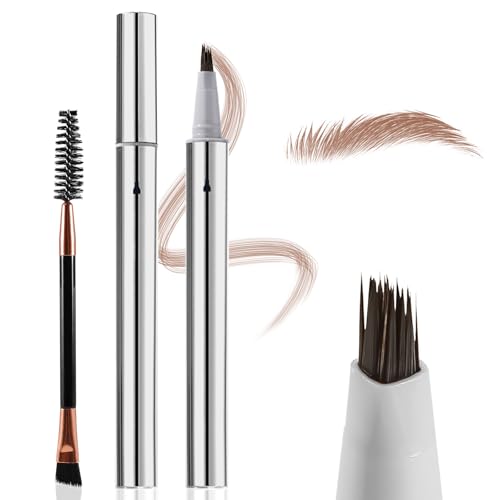 Boobeen 2PCS Wild Liquid Brow Pen Microblading Natural Eyebrow Pencil with Spiral Brush UltraPrecise Tips for HairLike Makeup with Brush Waterproof Lasts All Day - Image 1