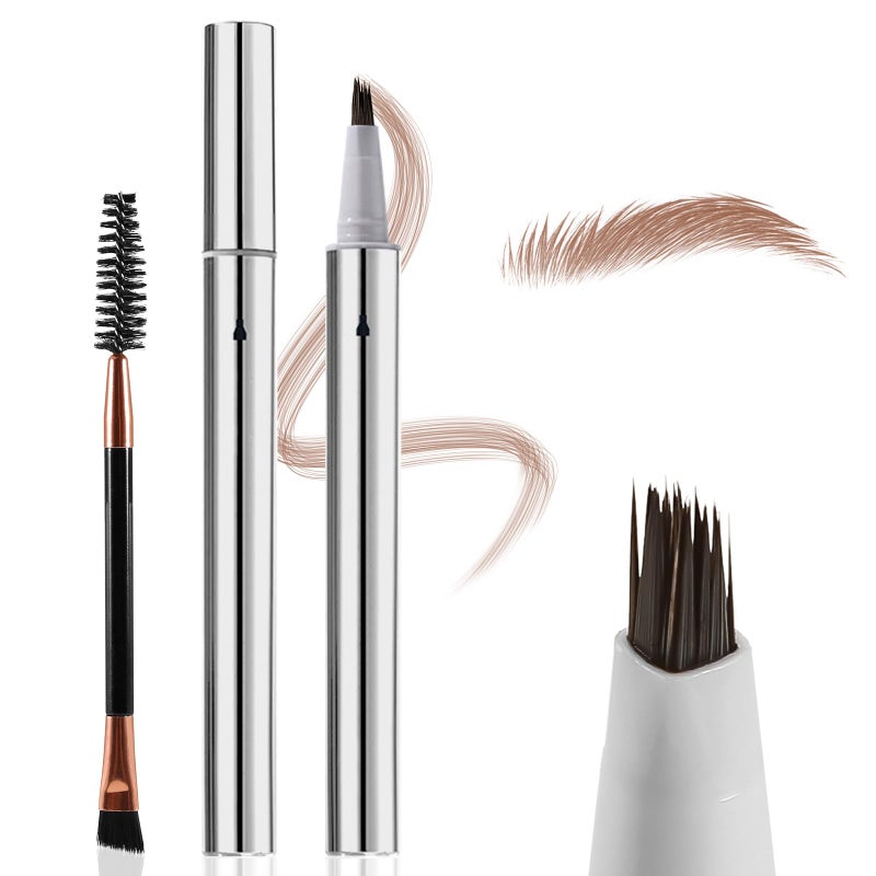 Boobeen 2PCS Wild Liquid Brow Pen Microblading Natural Eyebrow Pencil with Spiral Brush UltraPrecise Tips for HairLike Makeup with Brush Waterproof Lasts All Day - Image 3