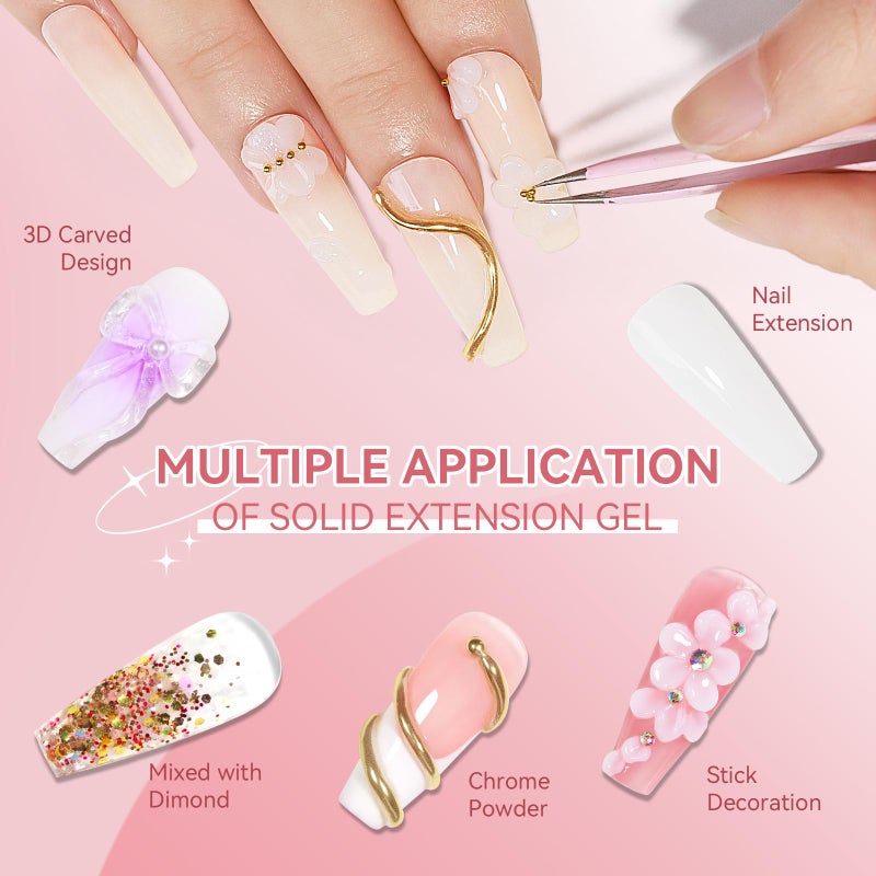 SUPWEE 3D Nail Art Gel Clear and White Solid Builder Gel for Nails Non-Stick Hand Sculpture Hard Gels with Dual Form for Carving Patterns Decoration Nail Art Home Manicure DIY - Image 5