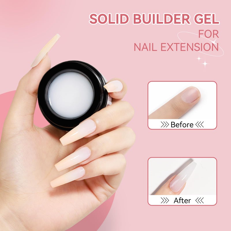 SUPWEE 3D Nail Art Gel Clear and White Solid Builder Gel for Nails Non-Stick Hand Sculpture Hard Gels with Dual Form for Carving Patterns Decoration Nail Art Home Manicure DIY - Image 2