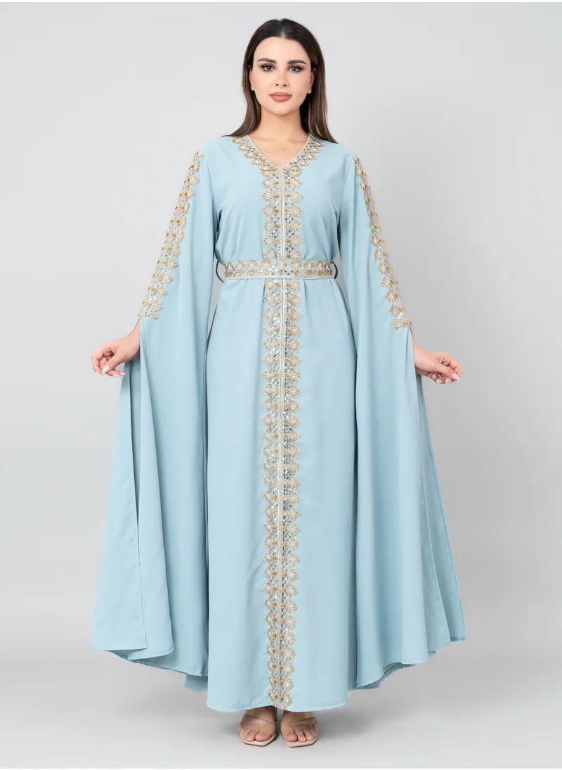 IKKXA Royal Luxe Belted Kaftan IK2022 Blue